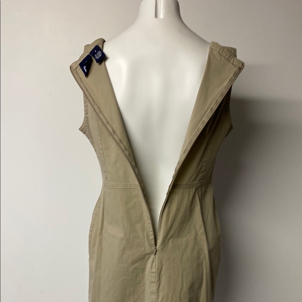 GAP Tan Sleeveless Sheath Dress V-Neck Midi - Picture 5 of 9